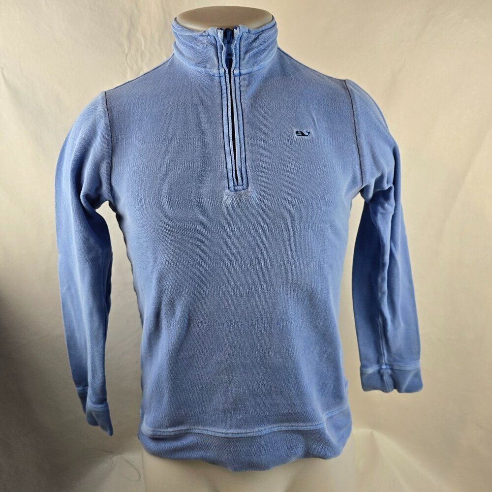 Vineyard Vines Sweater Boys Large Blue Half Zip Sweatshirt Whale Preppy Yachting